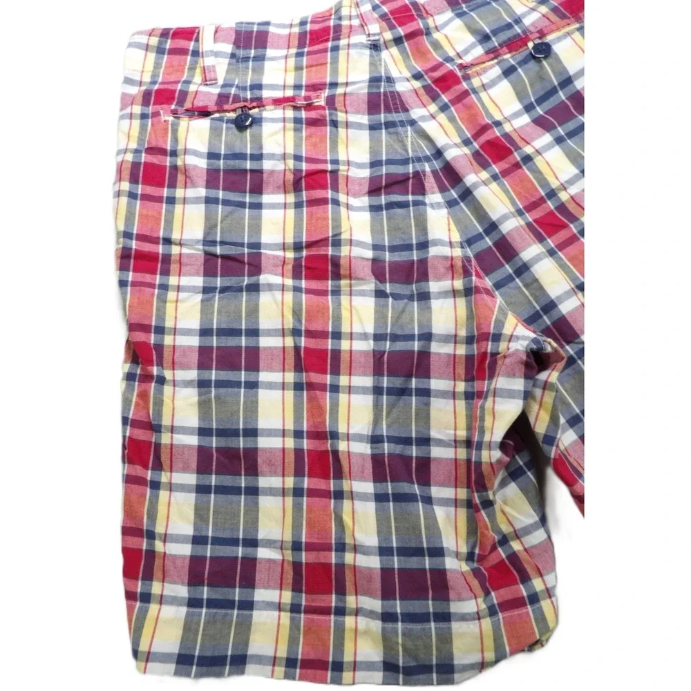 Y2K Polo Jeans Co Ralph Lauren Plaid‎ Shorts Men 38 Red Blue Cotton Chino Preppy